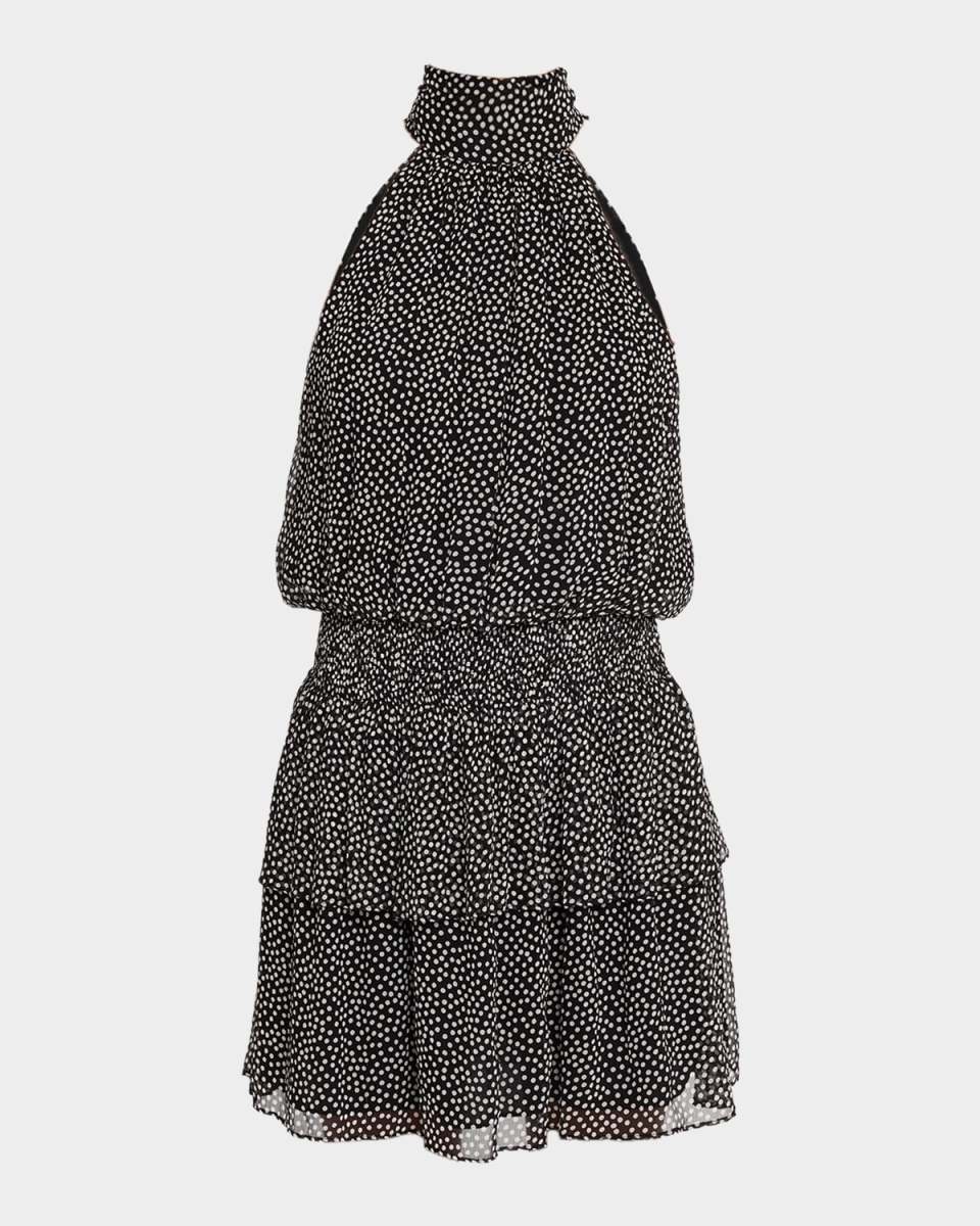 Luana Polka Dot Tie-Neck Mini Dress
